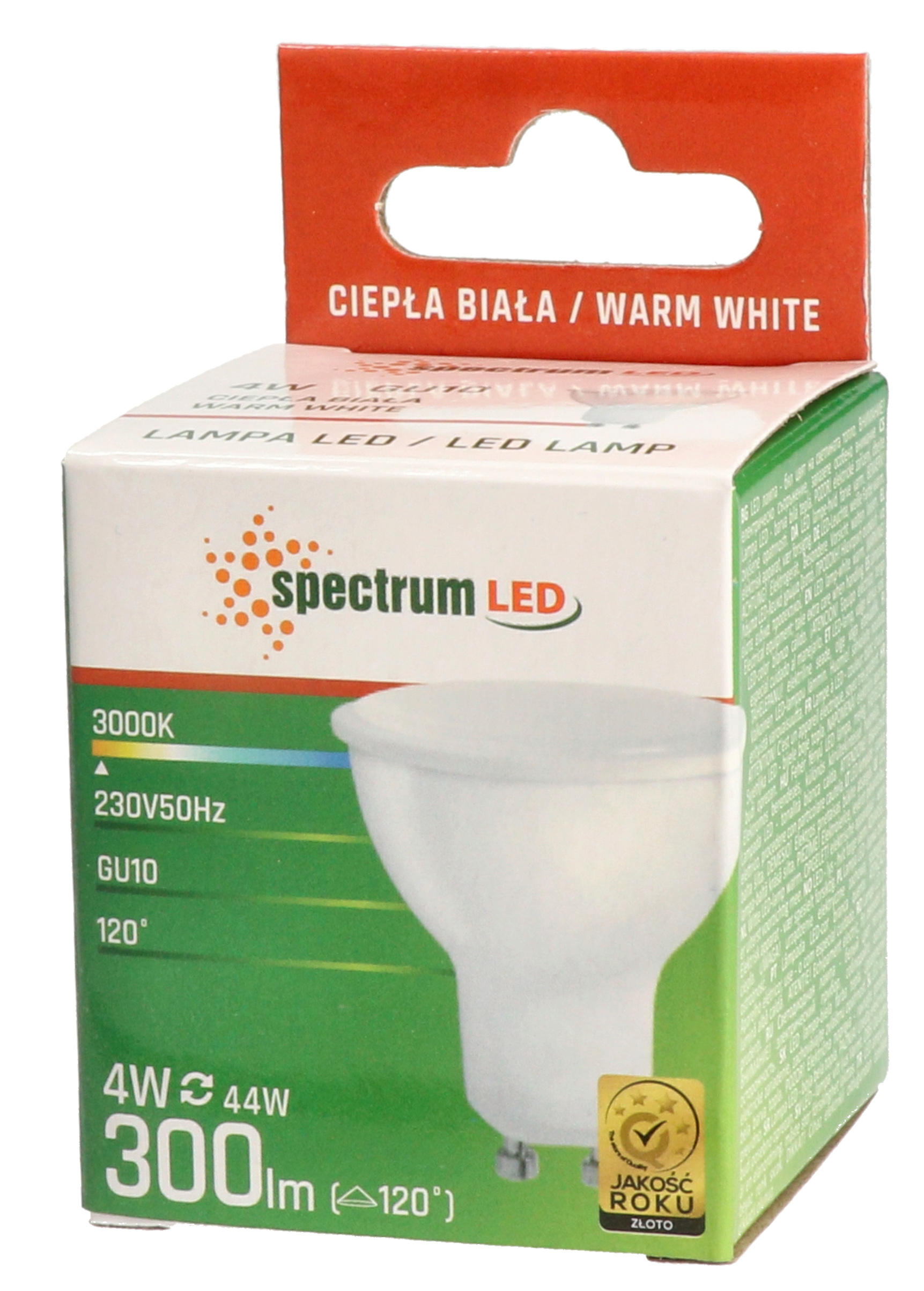 Żarówka LED GU10 4W=35W barwa ciepła WW WOJ+13259 10 SZTUK SPECTRUM LED