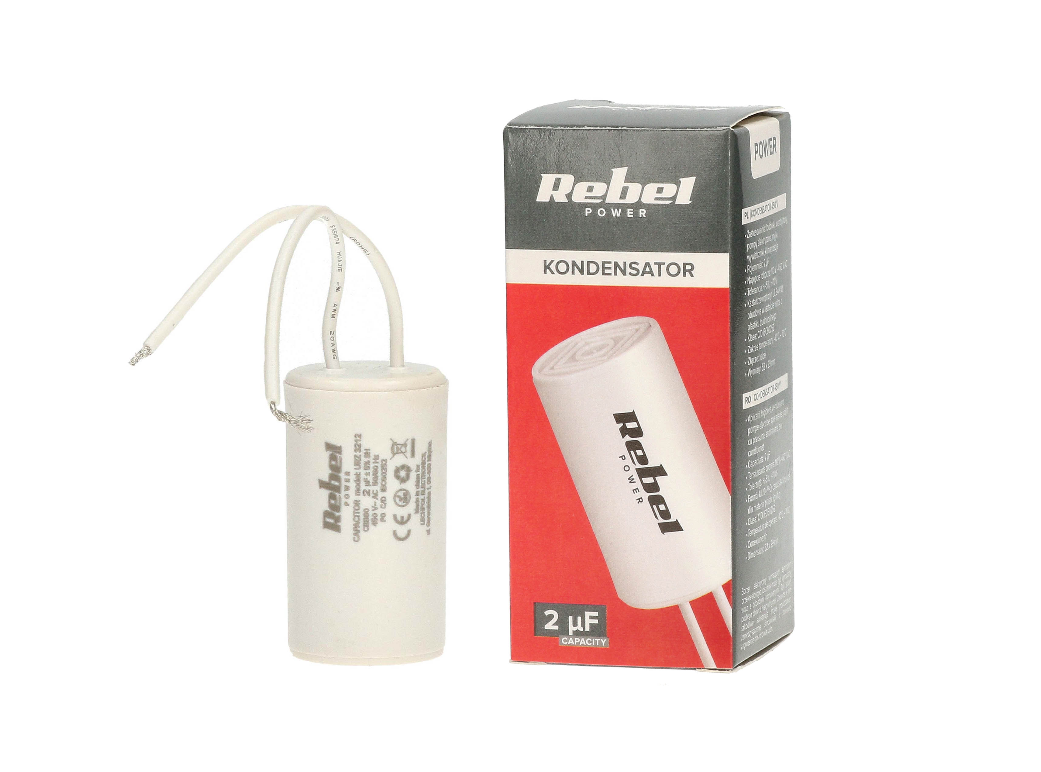 Kondensator rozruchowy silnikowy 2uF 450V URZ3212