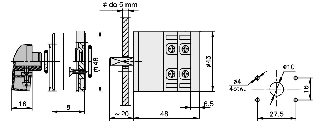 Łącznik krzywakowy 0-1 3P 12A IP65 Łuk E12-12 921201 ELEKTROMET