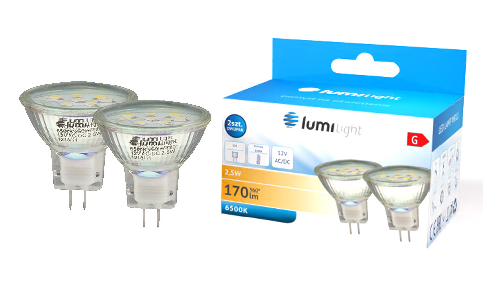 Żarówka LED MR11 2,5W 12V zimna op.2szt. LL3593