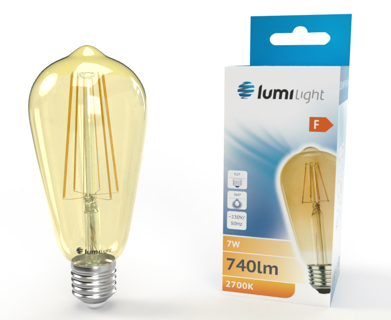 Żarówka LED E27 7W WW FLMG ST64 gold LL5931