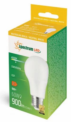 Żarówka LED GLS E27 kulka 9W NW Spectrum WOJ+14611 SPECTRUM LED