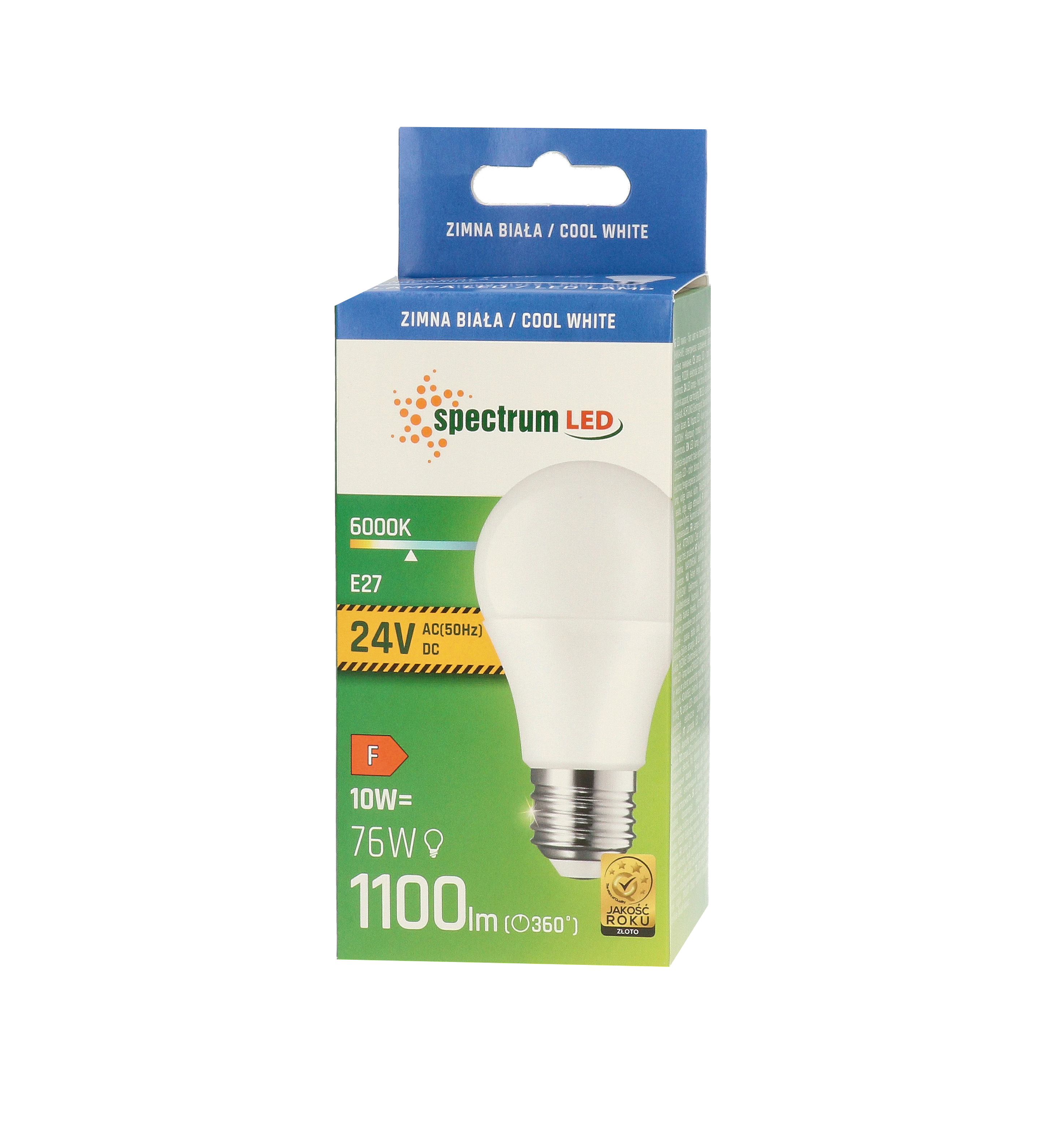 Żarówka LED GLS E27 kulka 24V 10W barwa zimna CW  WOJ+14662 SPECTRUM LED