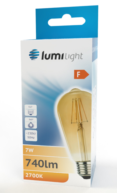 Żarówka LED E27 7W WW FLMG ST64 gold LL5931