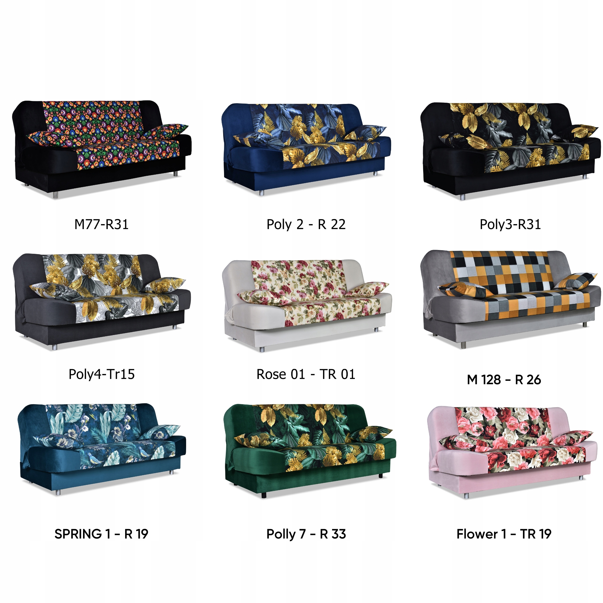 Kanapa sofa Sara Print Duo rozkładana wersalka spania bonell łóżko