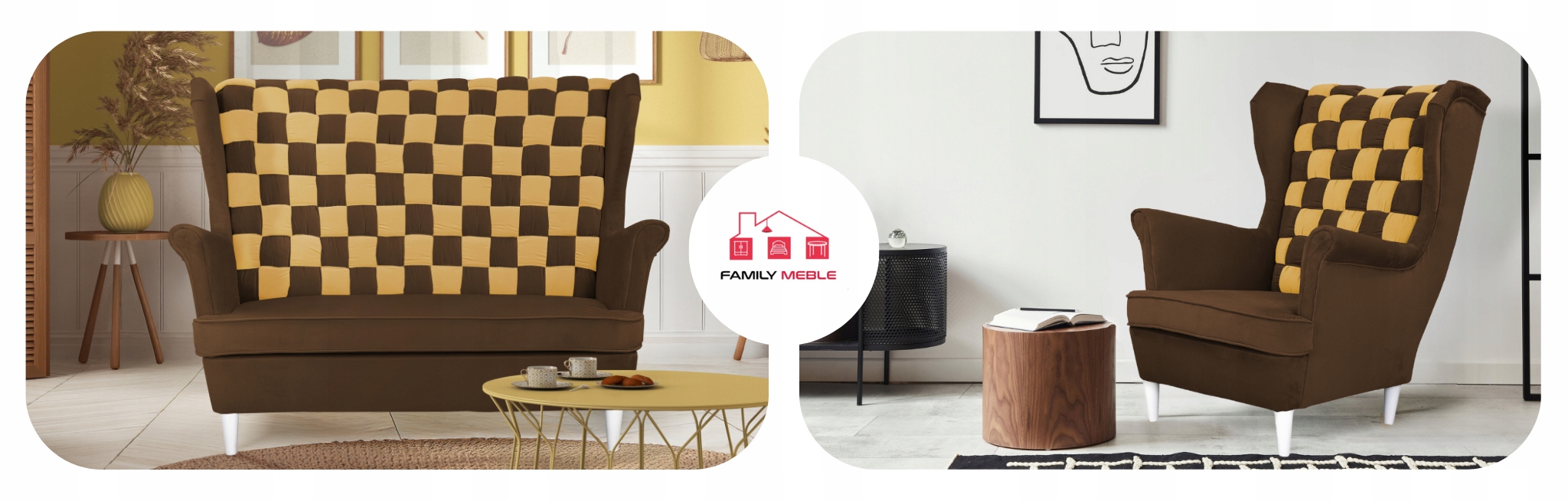 Zestaw uszak CAROL DUO sofa fotele pufy szaro - granatowy