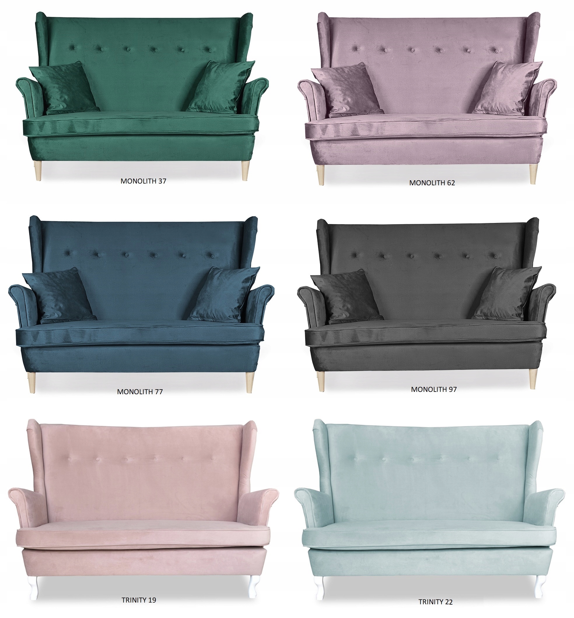 Zestaw wypoczynkowy mebli uszak Ari sofa fotele pufy  komplet