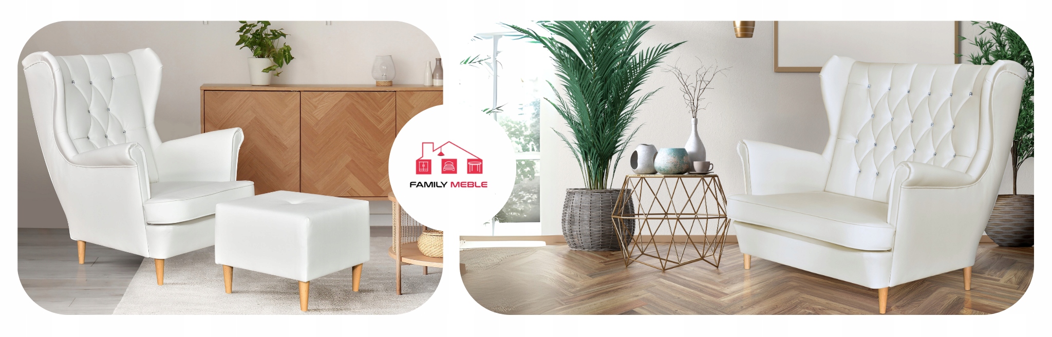 Zestaw uszak Gaja ekoskóra skaj sofa fotele beżowy