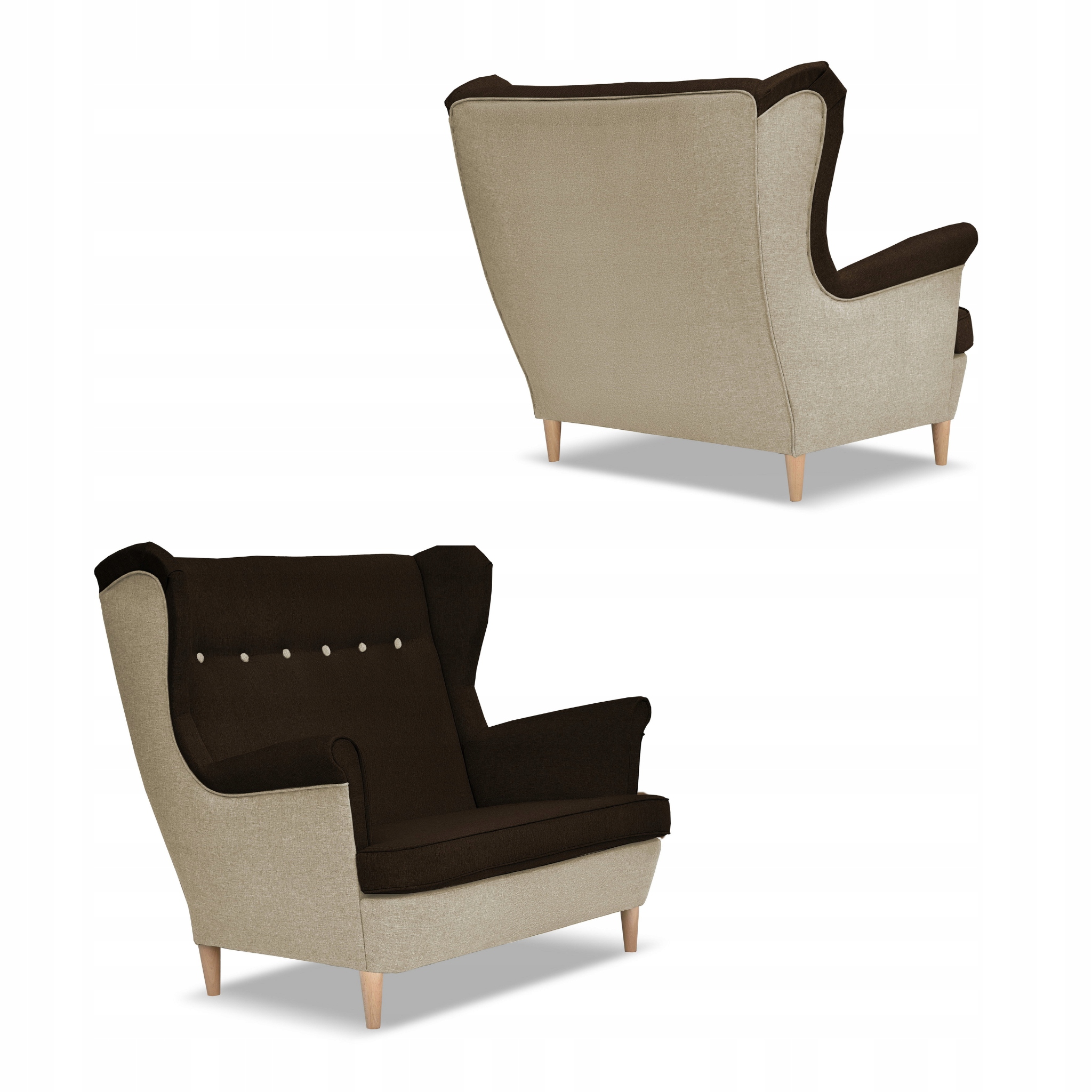 Zestaw wypoczynkowy ARI DUO sofa fotele beżowo - brązowy
