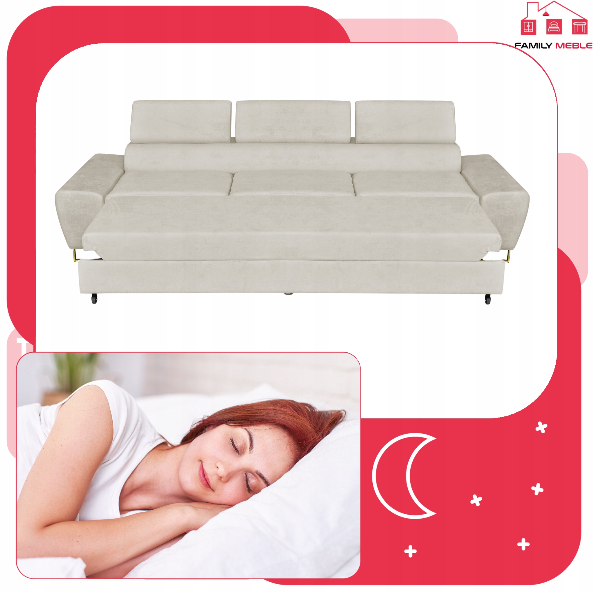 Zestaw mebli wypoczynkowych salonu Bosso Sofa 3os fotele beż