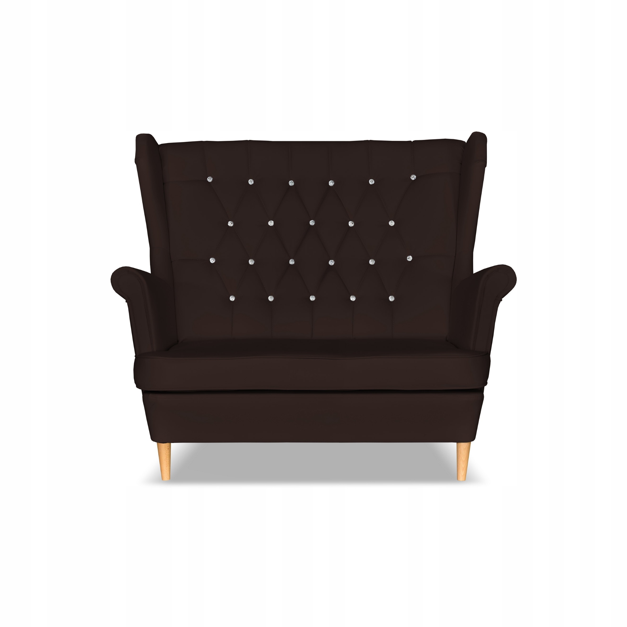 Sofa kanapa uszak Gaja ekoskóra skandynawska ciemny brąz