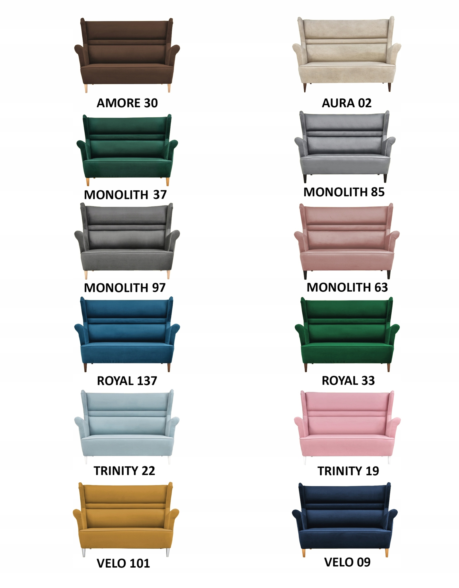 Zestaw wypoczynkowy mebli uszak Zoja sofa fotele skandynawskie