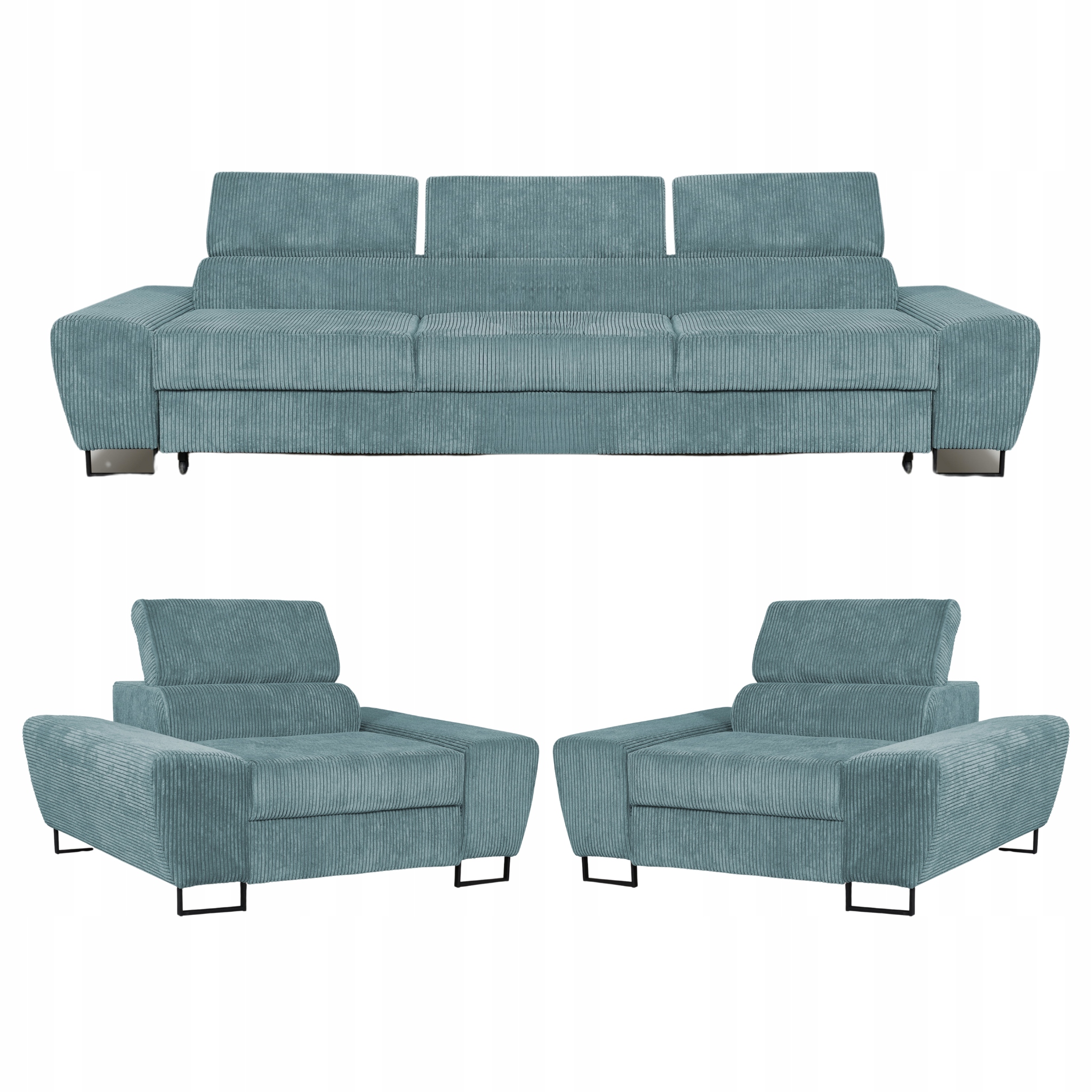 Zestaw mebli wypoczynkowych Savio Sofa 3os fotele j. zieleń