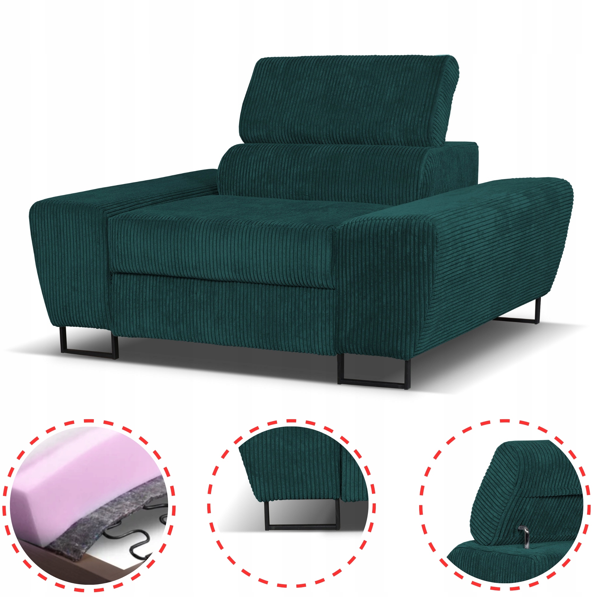 Zestaw mebli wypoczynkowych Savio Sofa 2os fotele zielony