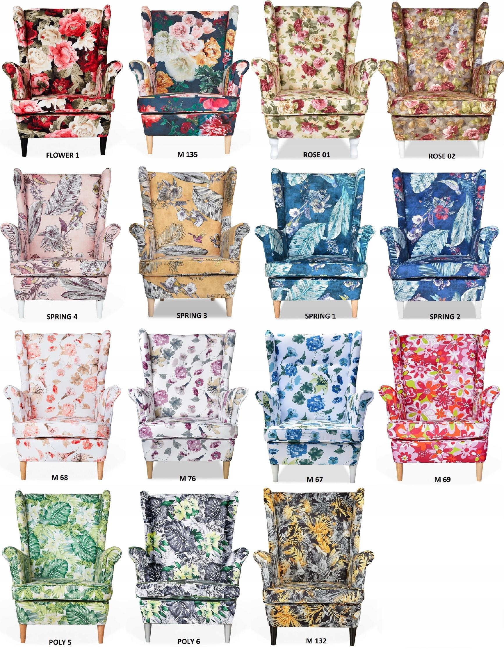 Fotel uszak ARI PRINT skandynawski  patchwork czarno biały