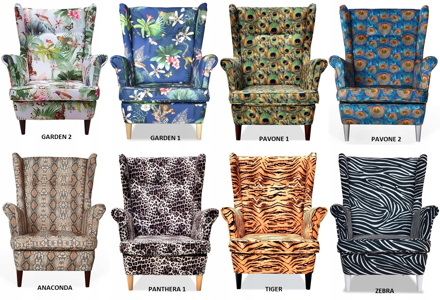 Fotel uszak ARI PRINT skandynawski garden zoo wzór dzieci