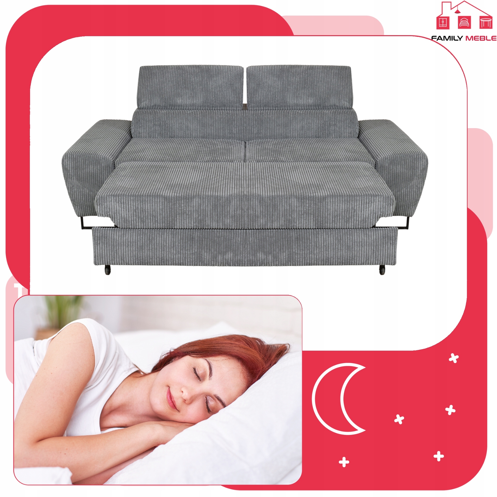 Zestaw mebli wypoczynkowych salonu Savio Sofa 2os fotele szare