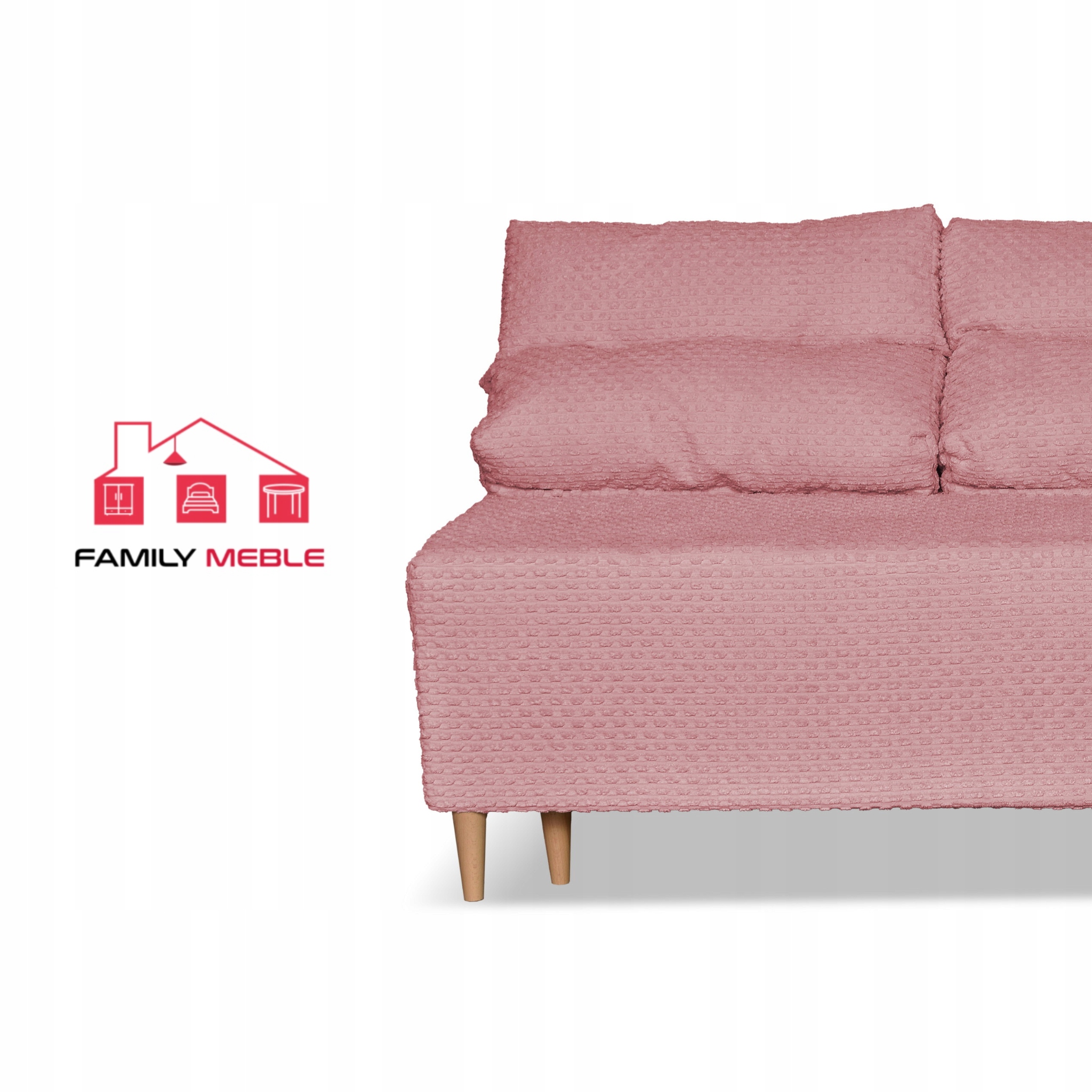 Kanapa sofa KIMO f. spania pojemnik Twisster c. róż sztruks