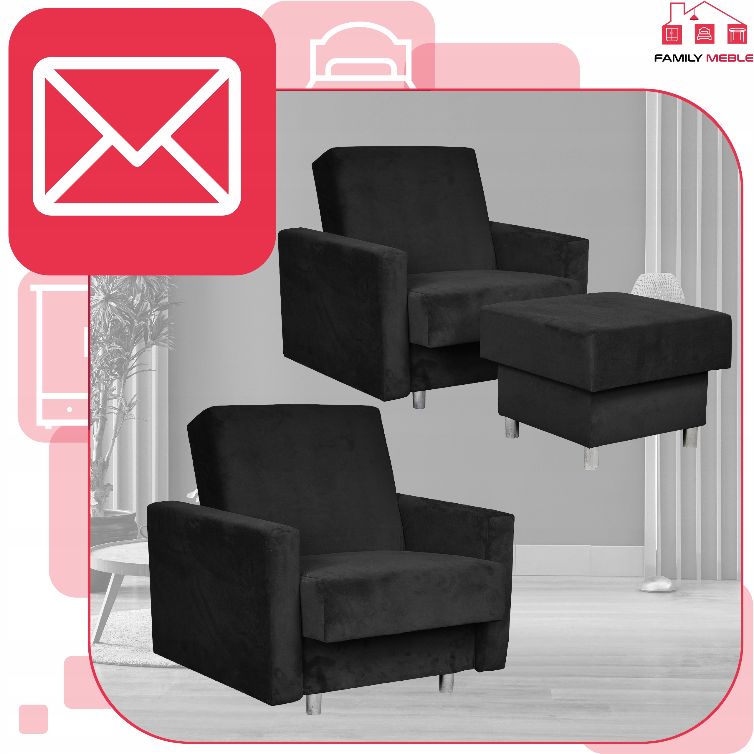 Zestaw mebli wypoczynkowy Alicja wersalka kanapa fotele pufy