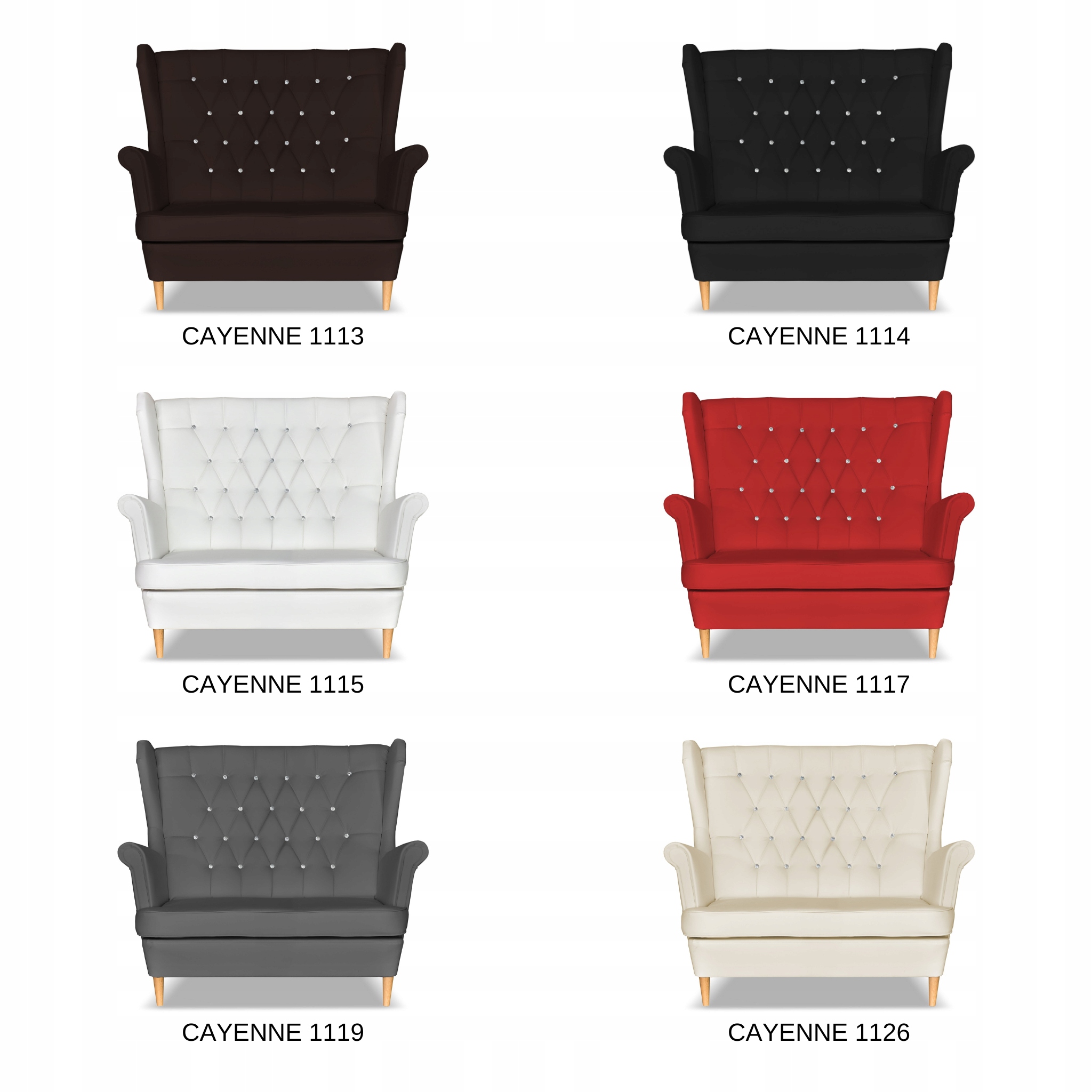 Zestaw uszak Gaja ekoskóra skaj sofa fotele pufy czerwony