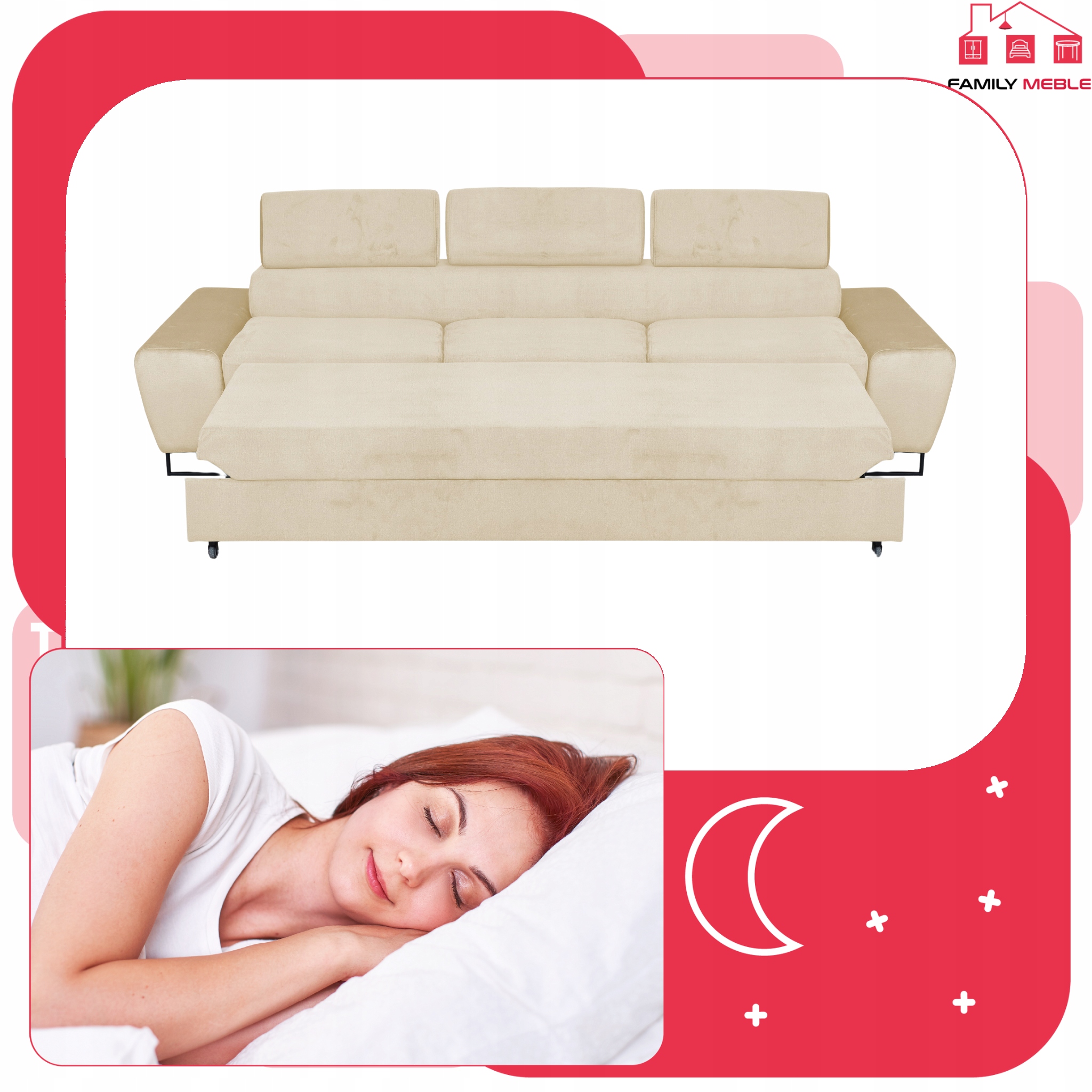 Zestaw mebli wypoczynkowych salonu Bosso Sofa 3os fotele beż