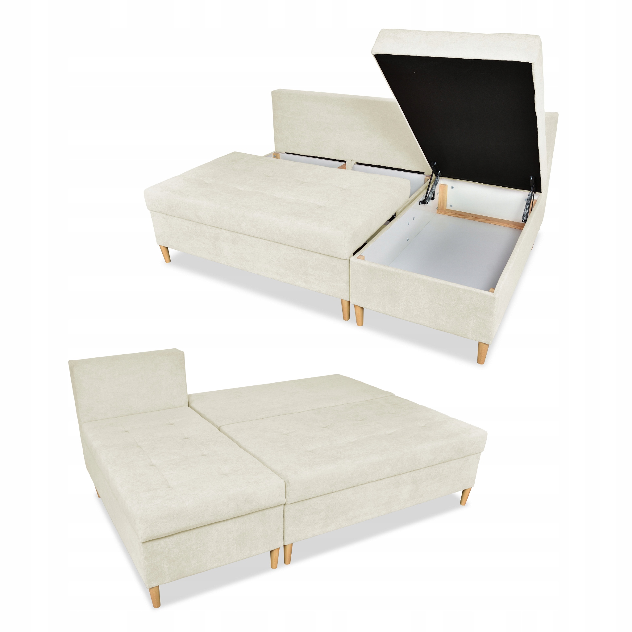 Narożnik Wigo rozkładany z funkcją spania  welur beżowy