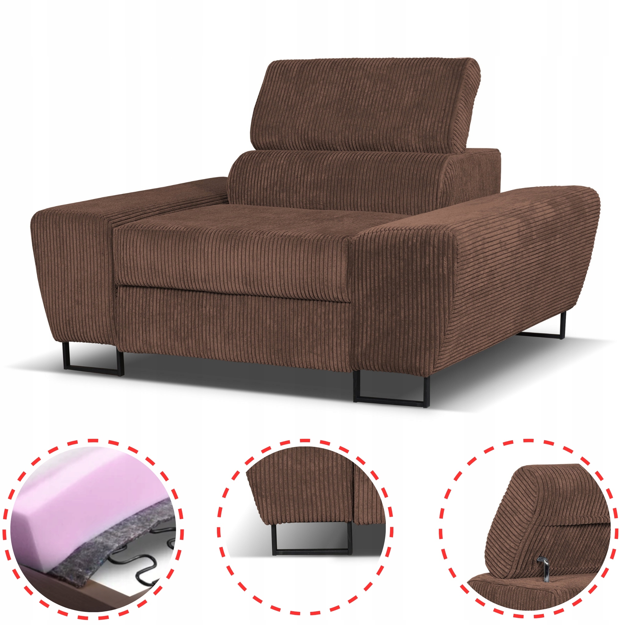 Zestaw mebli wypoczynkowych salonu Savio Sofa 2os fotele brąz