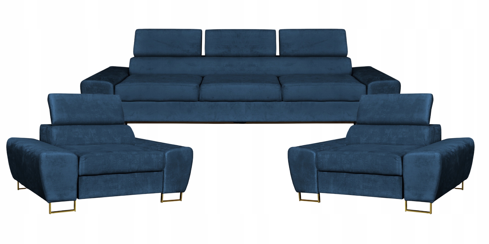 Zestaw mebli wypoczynkowych salon Bosso Sofa 3os fotele granat