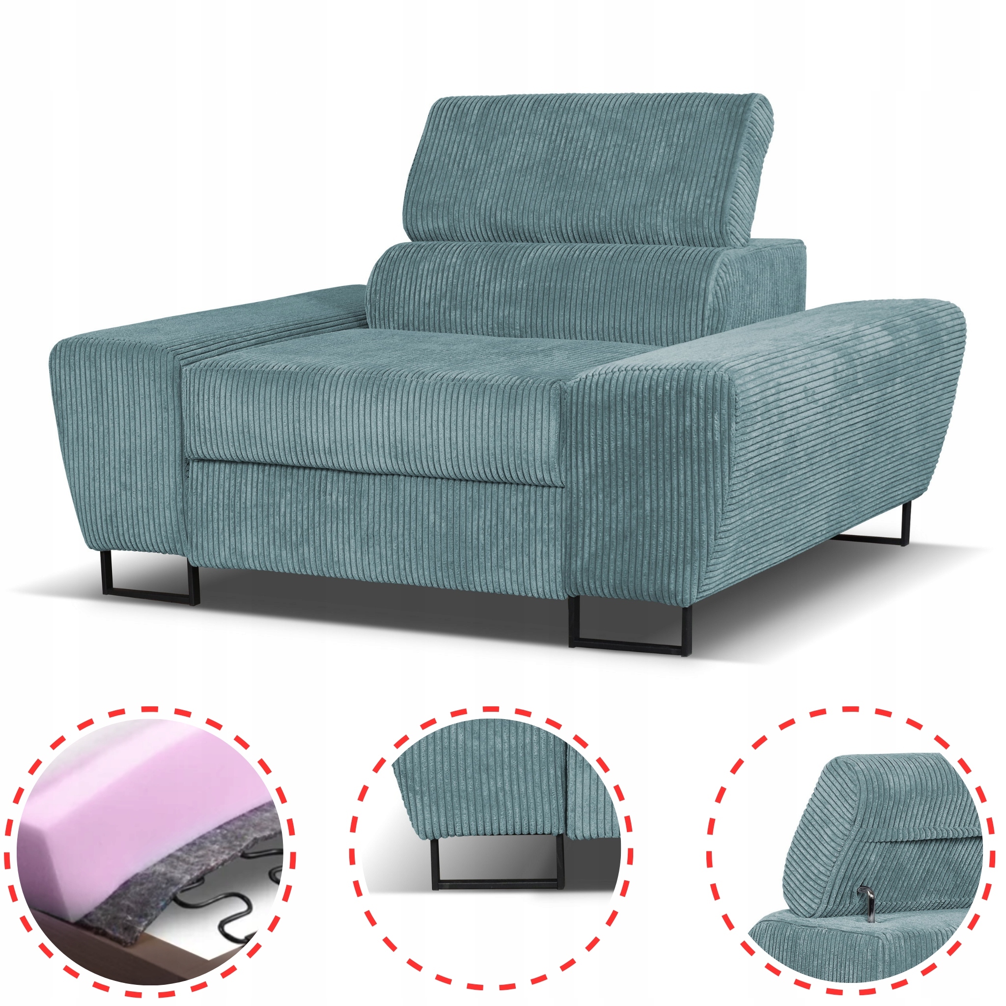 Zestaw mebli wypoczynkowych Savio Sofa 2os fotele j. zieleń