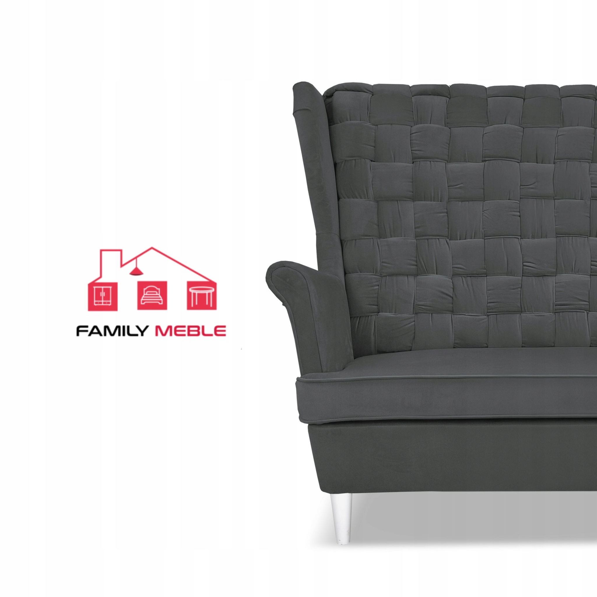 Sofa uszak Carol grafit skandynawska kanapa 2-os. sprężynach