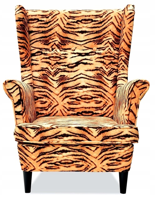 Fotel uszak ARI PRINT z podnóżkiem skandynawski  tiger
