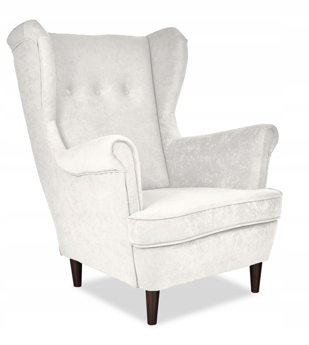 Fotel uszak ARI z podnóżkiem skandynawski biały brudny