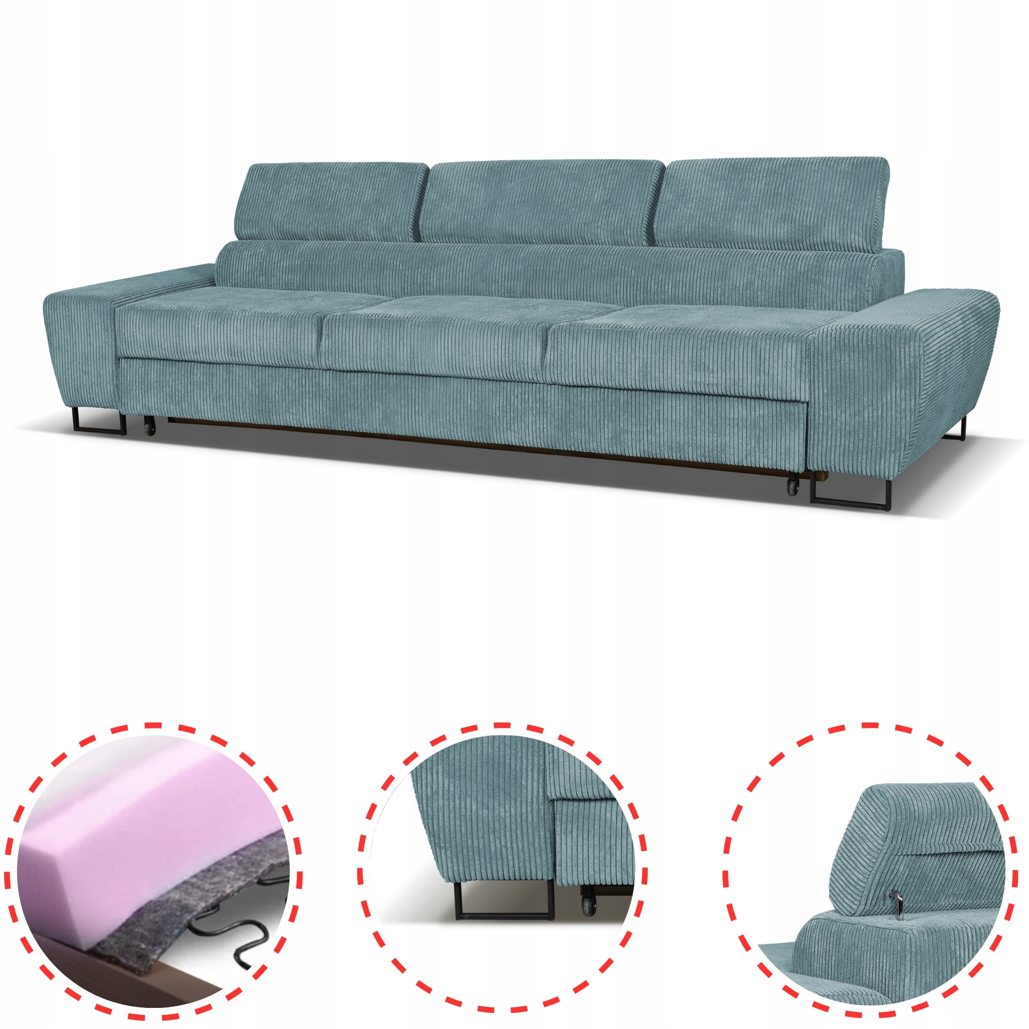 Zestaw mebli wypoczynkowych Savio Sofa 3os fotele j. zieleń