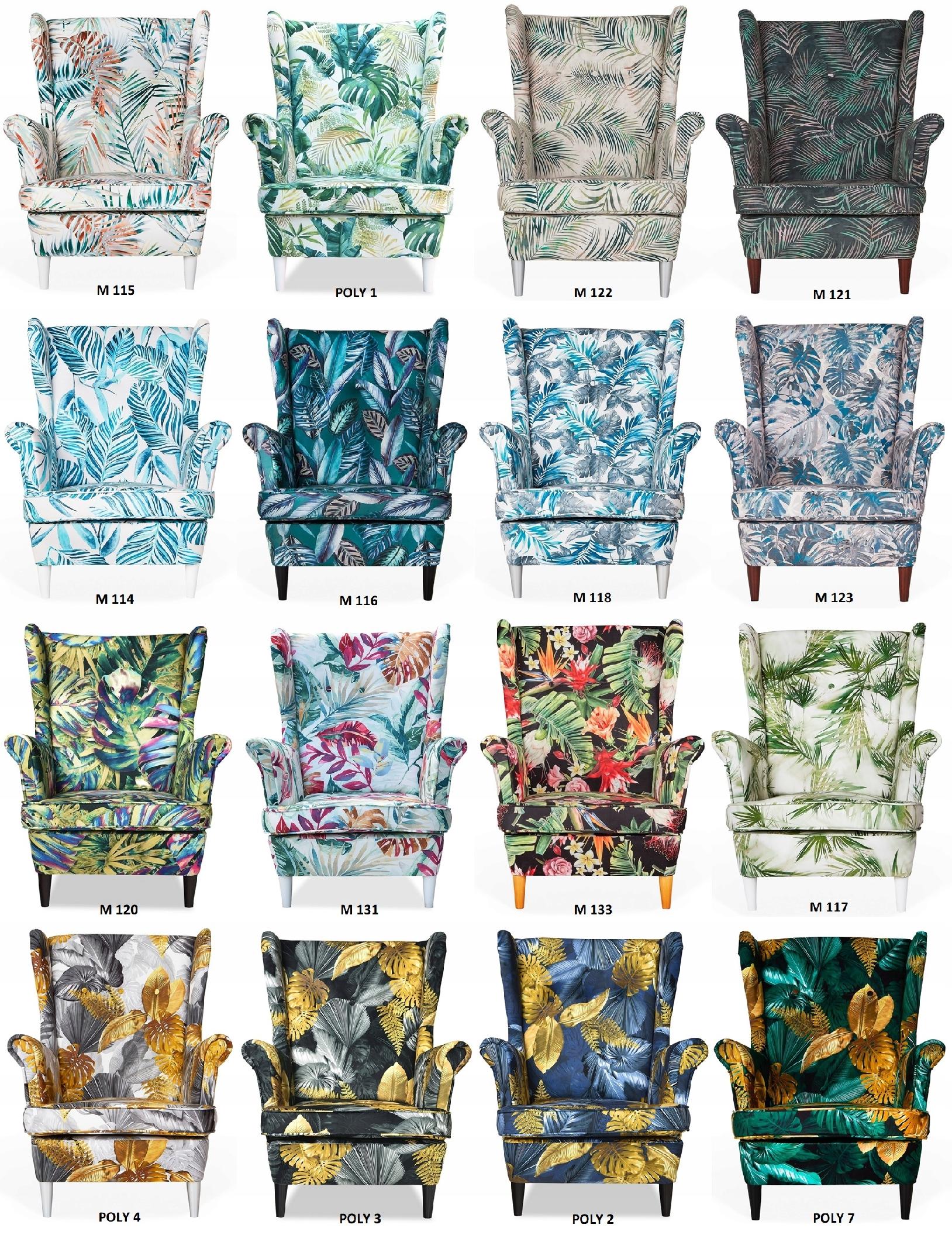 Fotel uszak ARI PRINT skandynawski  patchwork czarno biały