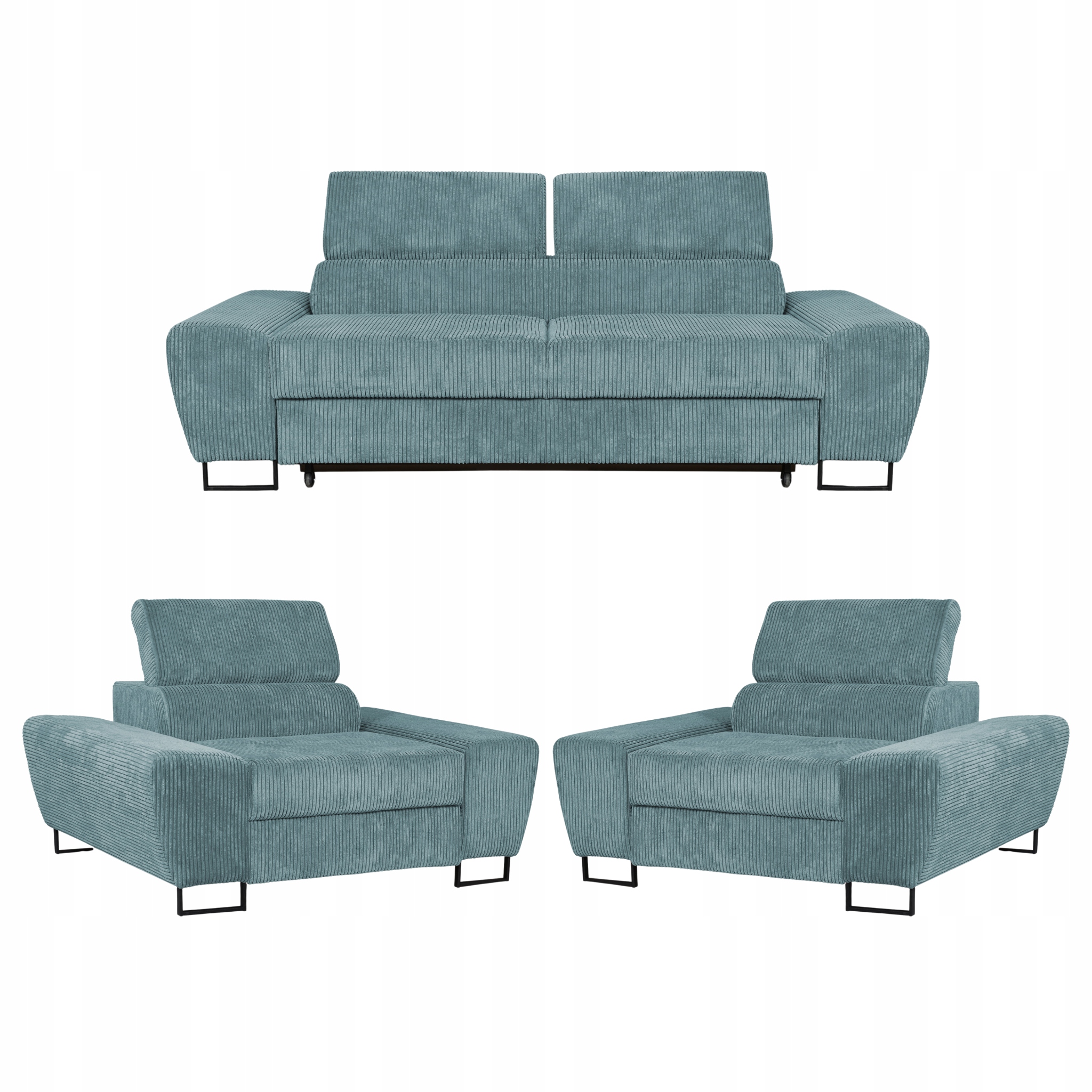 Zestaw mebli wypoczynkowych Savio Sofa 2os fotele j. zieleń