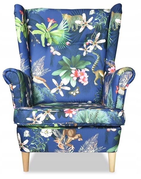 Fotel uszak ARI PRINT skandynawski garden zoo wzór dzieci