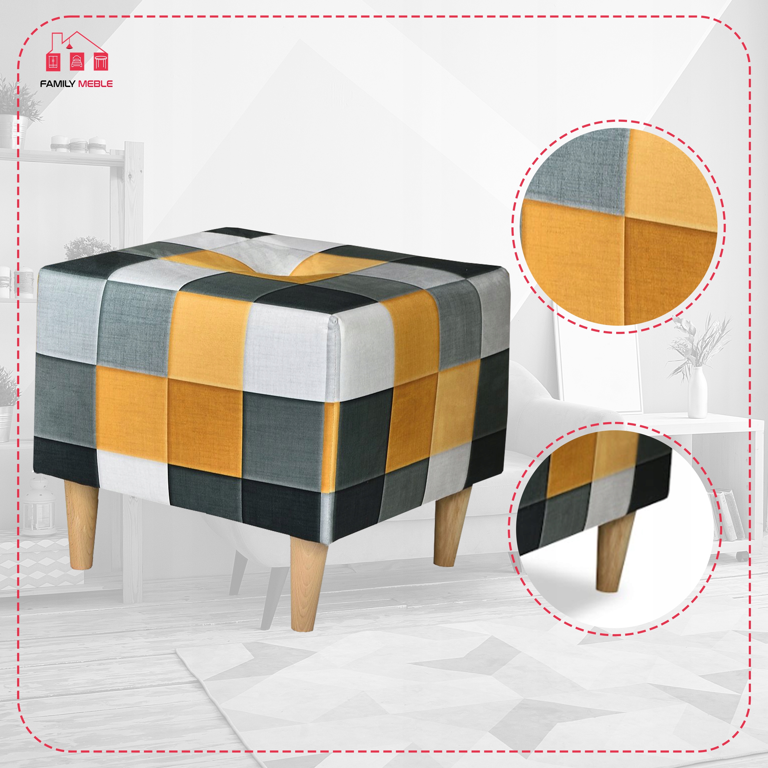 Pufa puf podnóżek siedzisko Ari Print