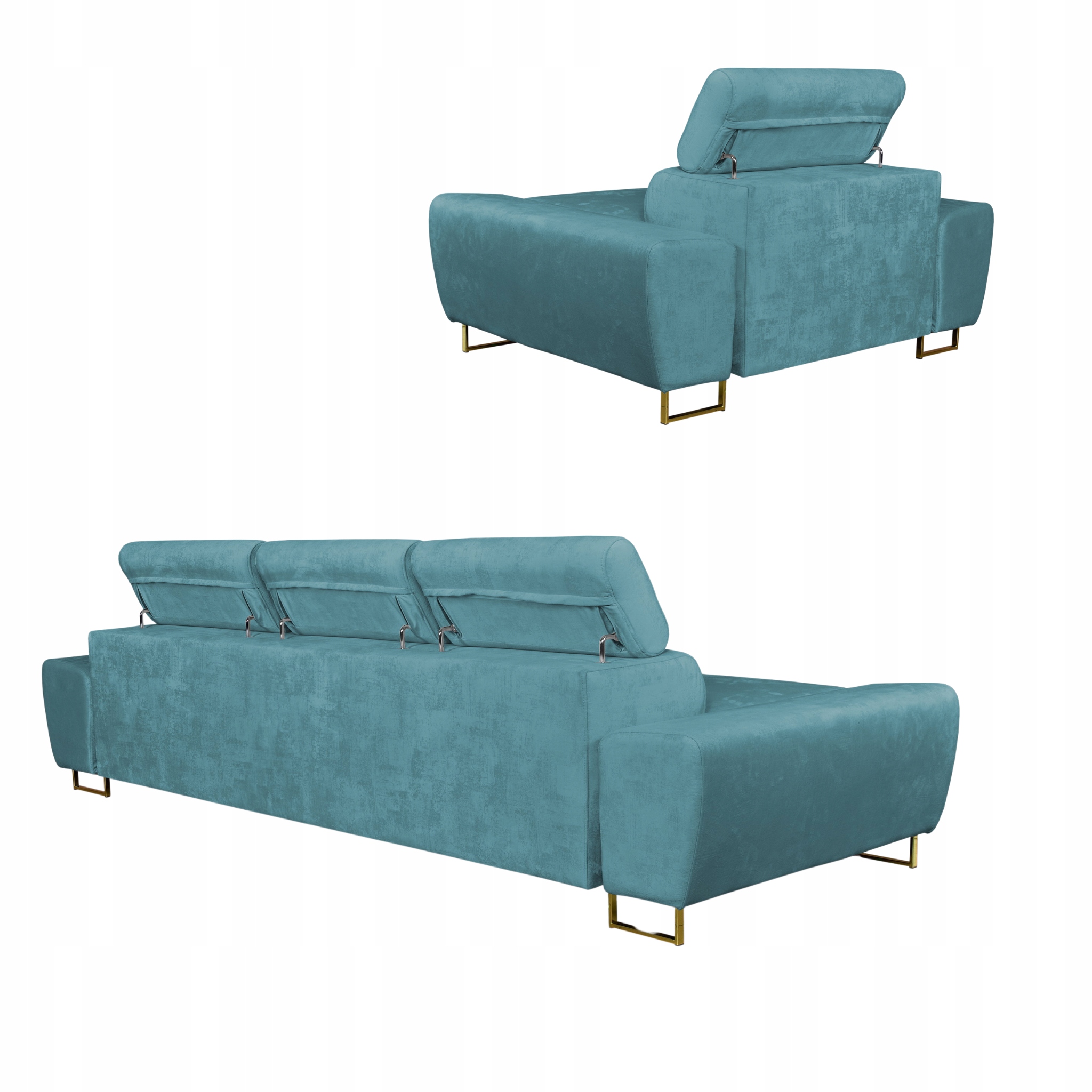 Zestaw mebli wypoczynkowych Bosso Sofa 3os fotele niebieskie