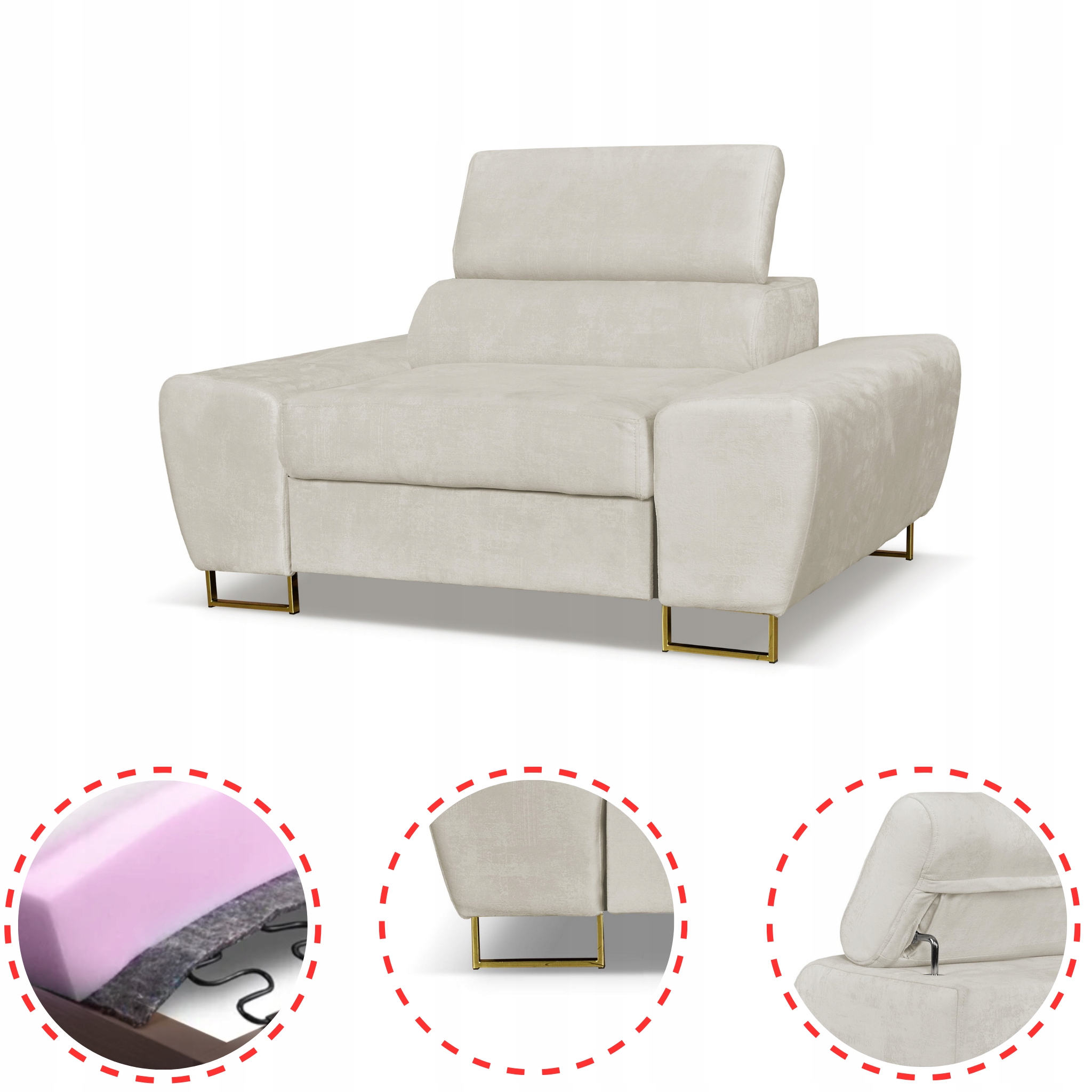 Zestaw mebli wypoczynkowych salonu Bosso Sofa 2os fotele beż