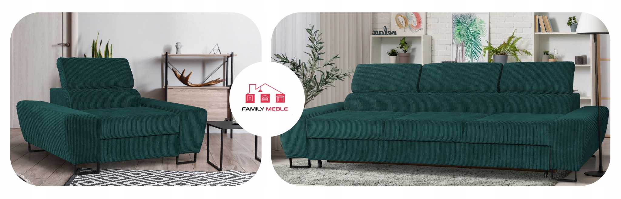 Zestaw mebli wypoczynkowych Savio Sofa 3os fotele j. zieleń