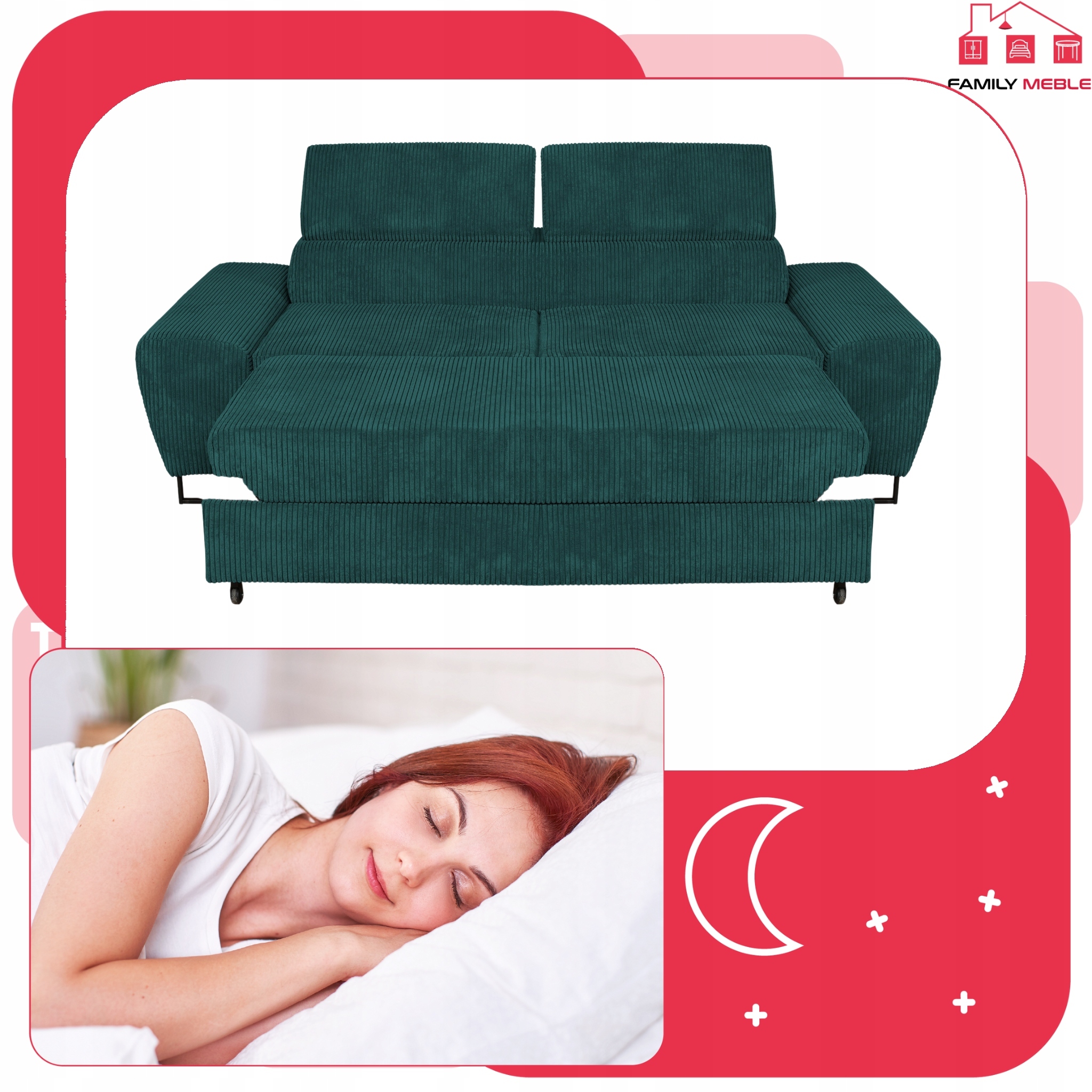 Zestaw mebli wypoczynkowych Savio Sofa 2os fotele zielony