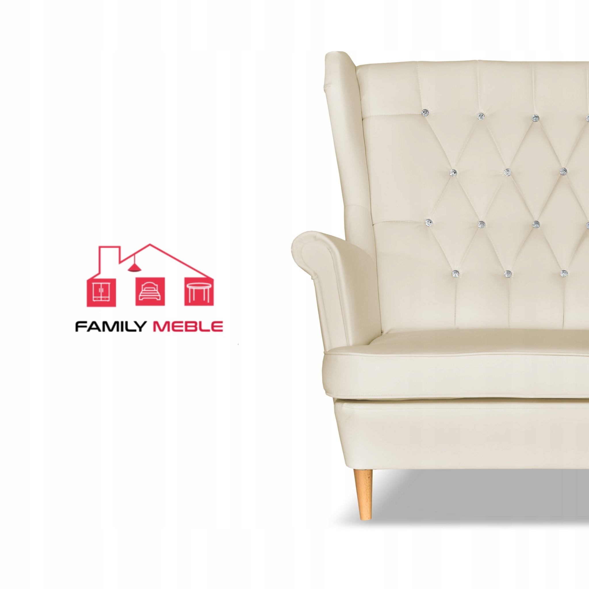 Sofa kanapa uszak Gaja ekoskóra skandynawska beżowa