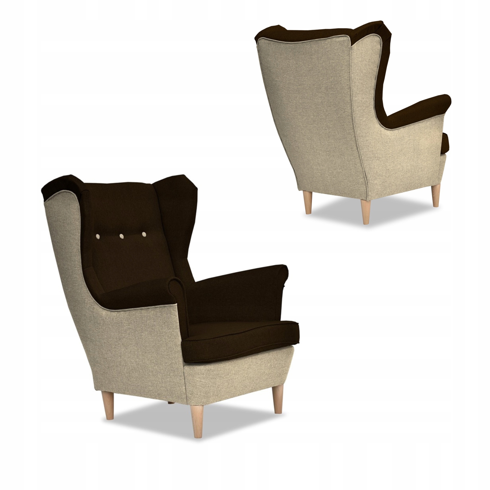 Zestaw wypoczynkowy ARI DUO sofa fotele beżowo - brązowy