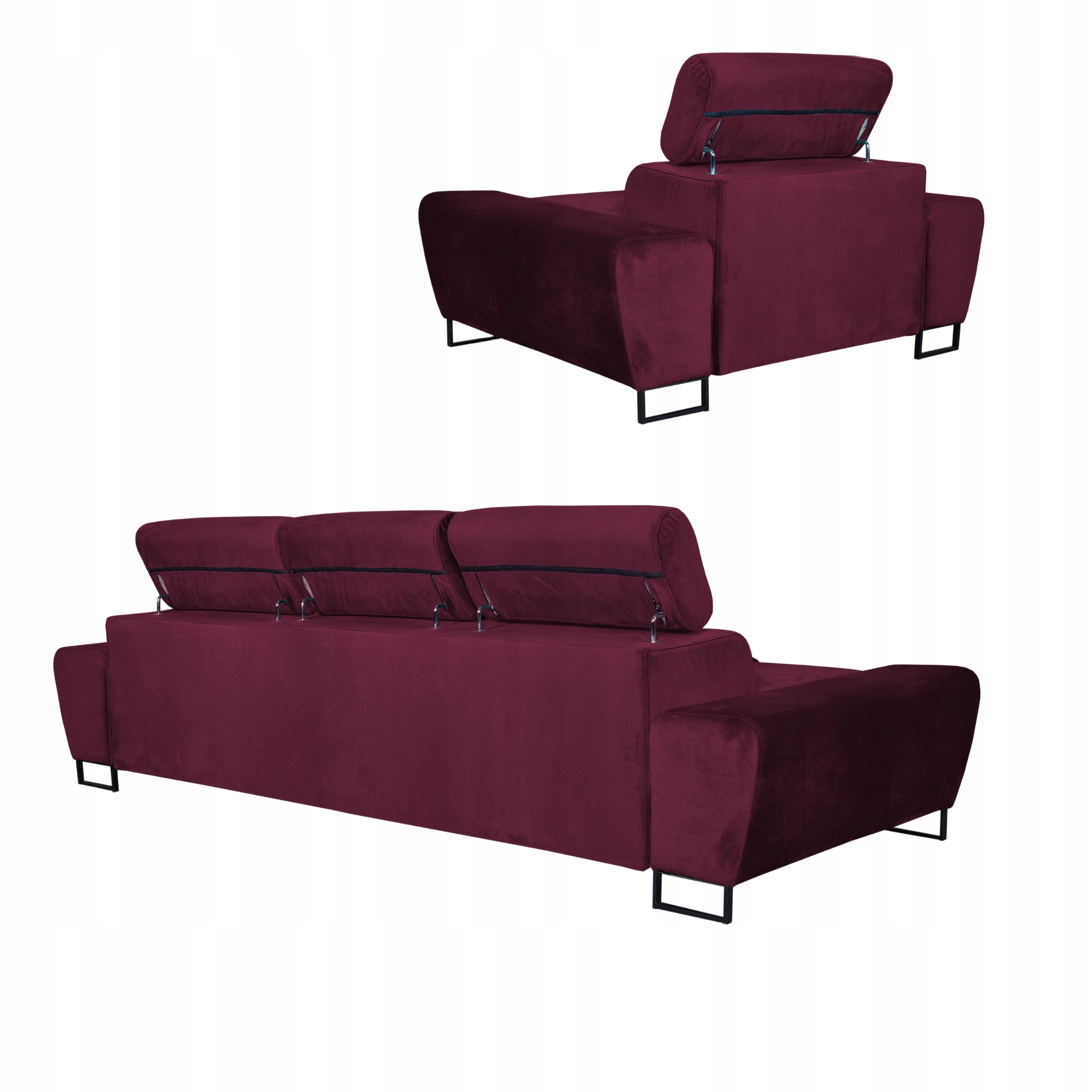 Zestaw mebli wypoczynkowych Bosso Sofa 3os fotele bordowe