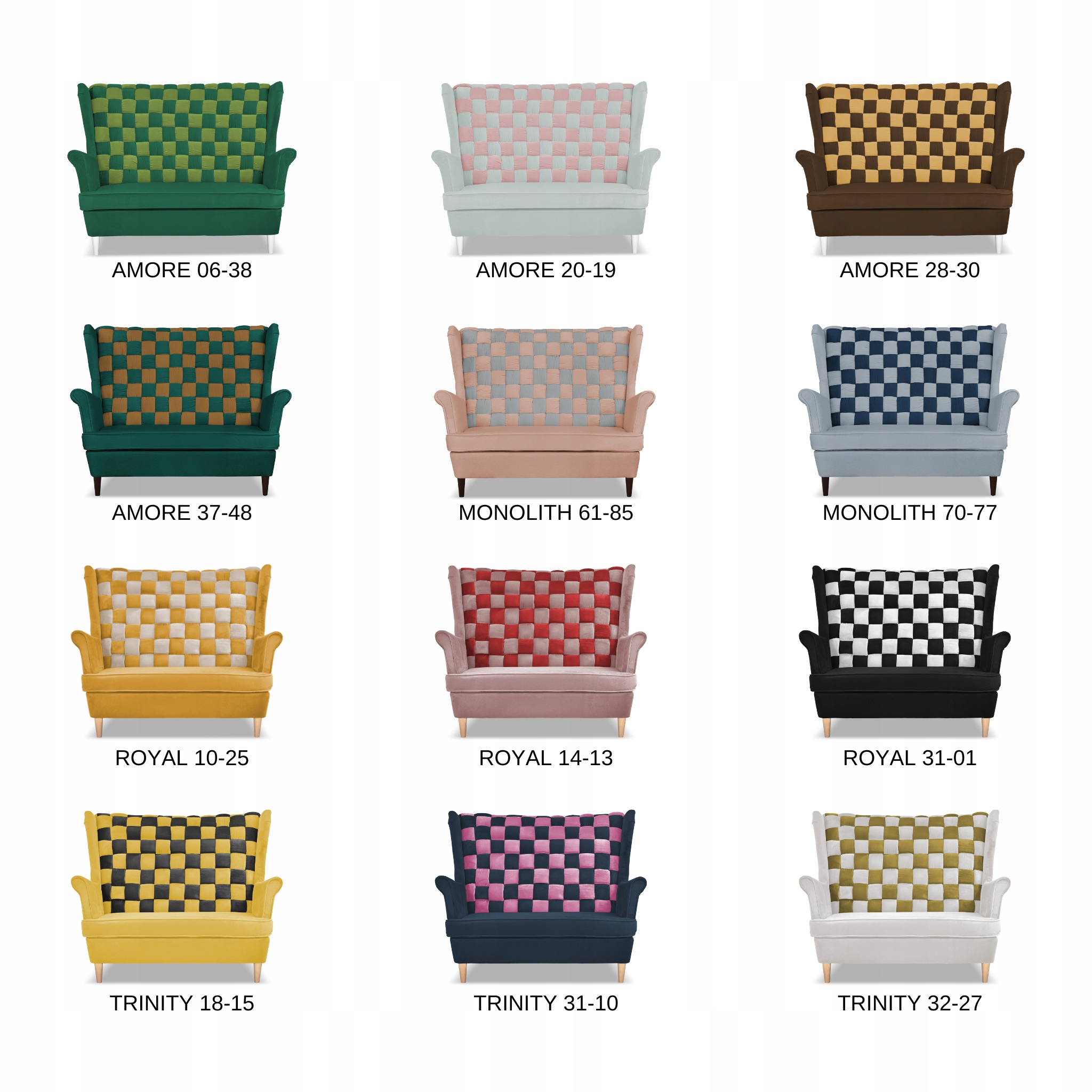 Zestaw uszak CAROL DUO sofa fotele pufy żółty miodowy - brąz