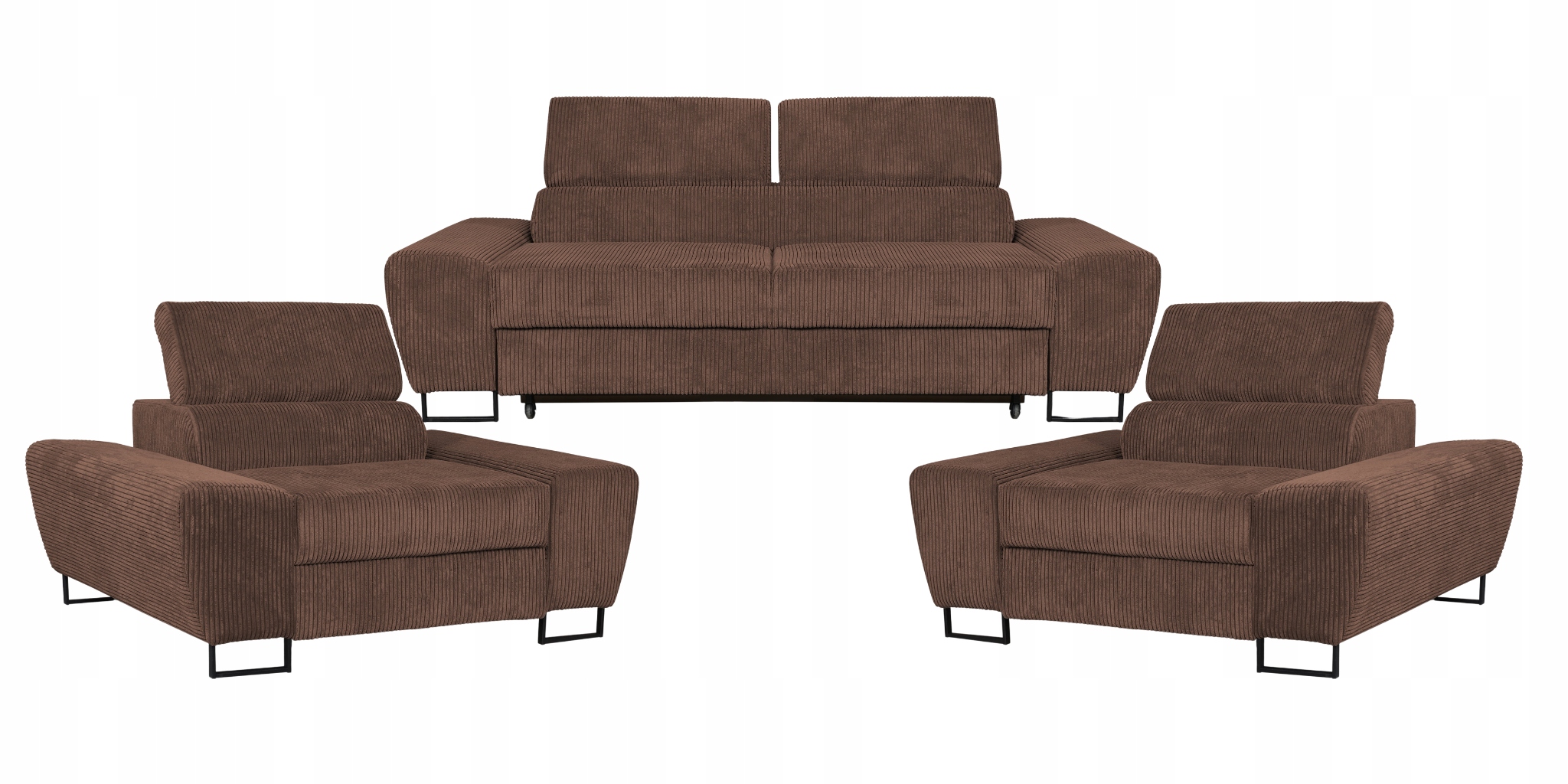 Zestaw mebli wypoczynkowych salonu Savio Sofa 2os fotele brąz