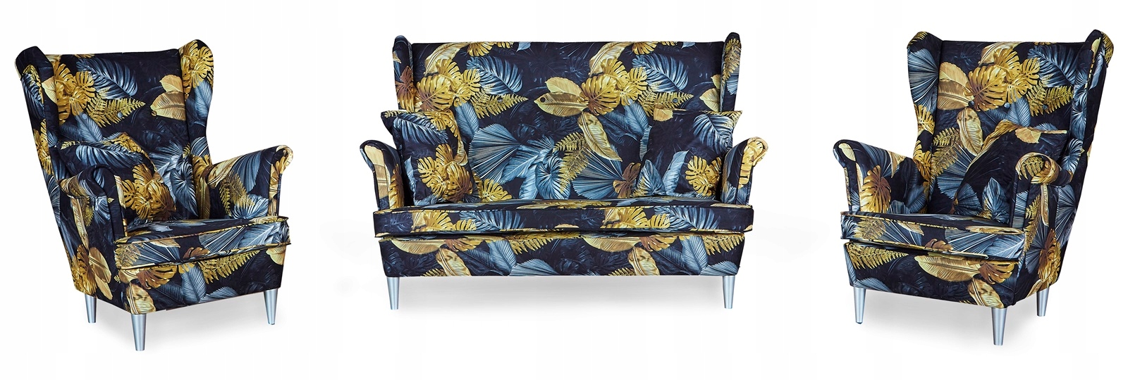 Zestaw wypoczynkowy mebli uszak ARI Print sofa fotele skandynawskie
