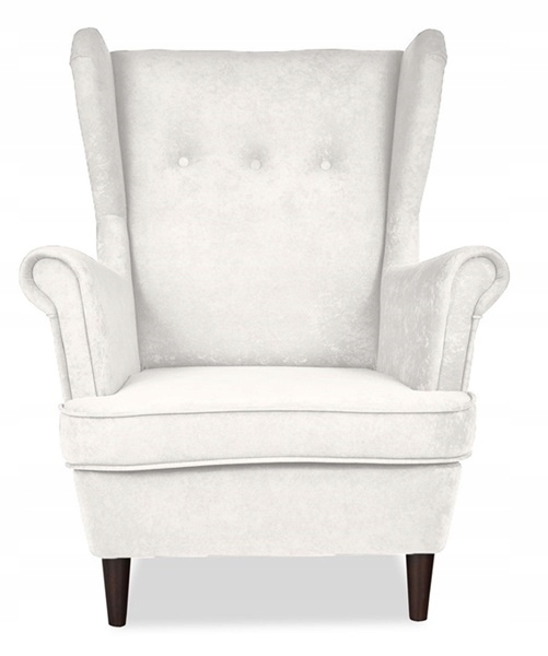 Fotel uszak ARI z podnóżkiem skandynawski biały brudny