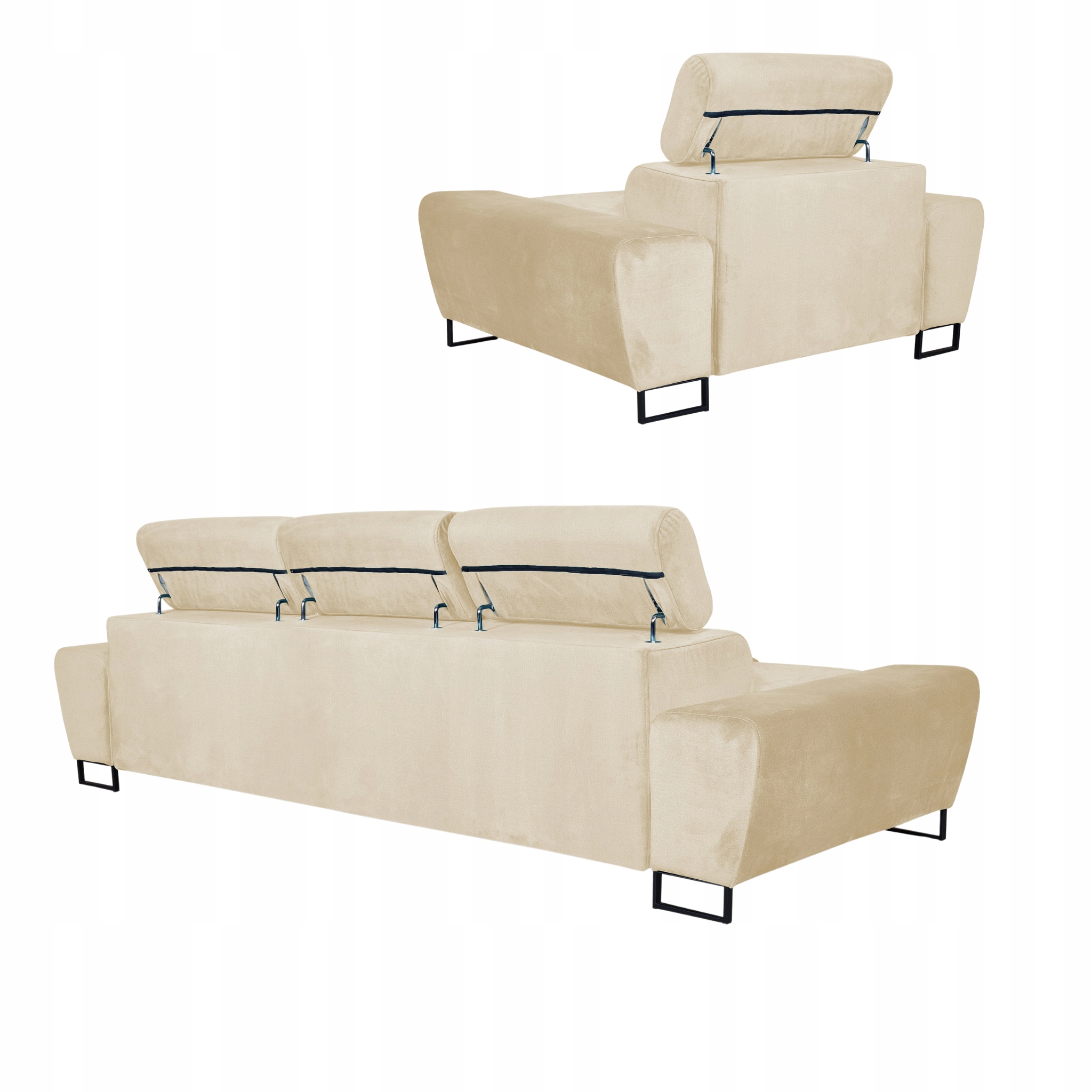 Zestaw mebli wypoczynkowych salonu Bosso Sofa 3os fotele beż