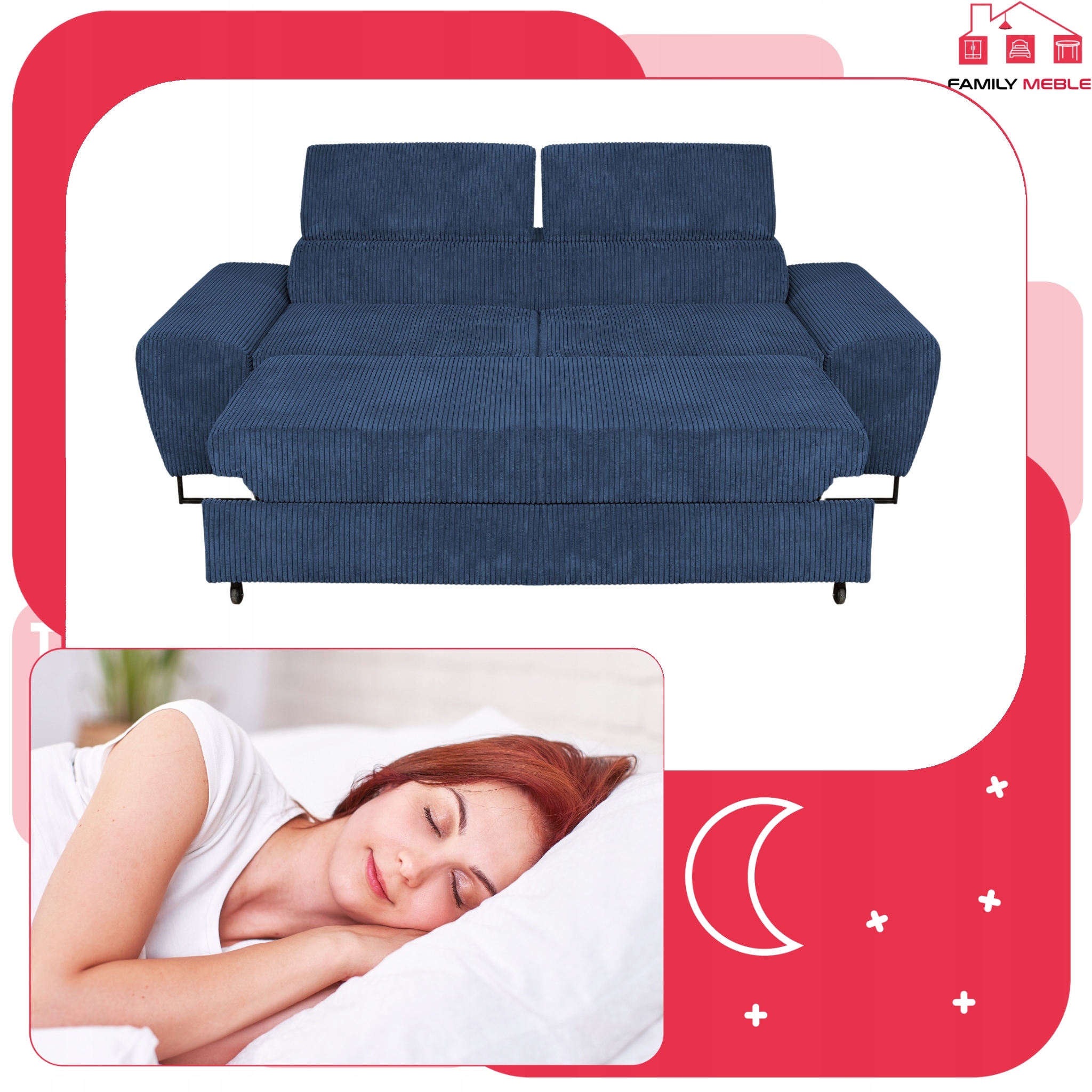 Zestaw mebli wypoczynkowych salon Savio Sofa 2os fotele granat